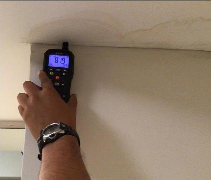 Specialist is checking moisture in a room
